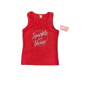Be Yourself Sparkle and Shine Red Tank M